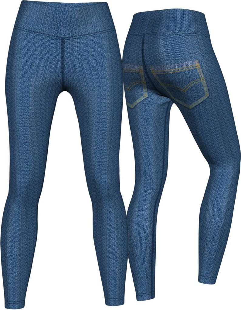 Jeans Leggings sehr dehnbar für Sport,Yoga, Gymnastik, Training & Fashion Blau, Größe:M