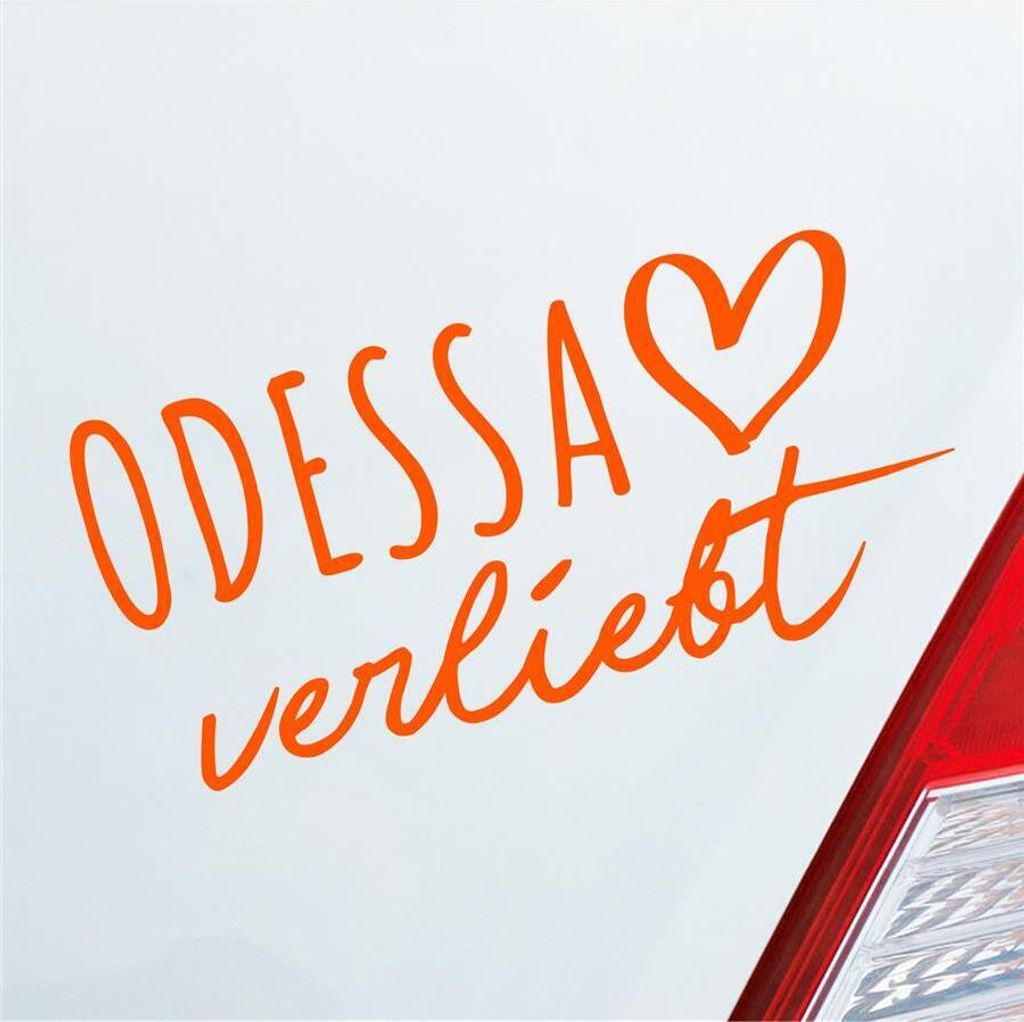 Auto Aufkleber Odessa verliebt Herz Stadt Heimat Liebe Car 19x9 cm Orange Sticker Heckscheibenaufkleber