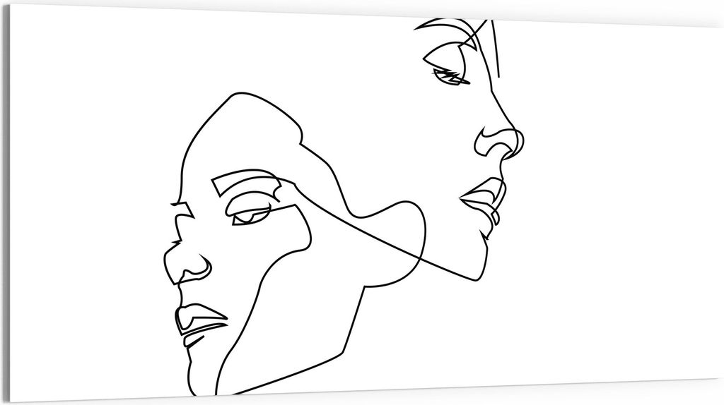 DEQORI Glasbild Echtglas 100x50 cm 'Verbundene Gesichter' Wandbild Bild modern Deko