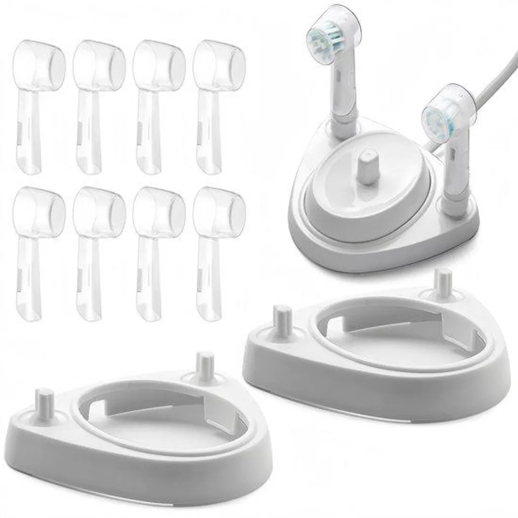 Organisateur Salle de Bain pour 2 Brosses Électriques et 8 Embouts Pro