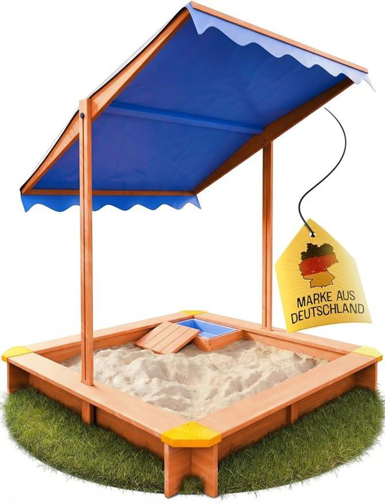 '- Sandkasten mit Dach (UV80+) & Matschküche 140x140 cm - Produktbild 
