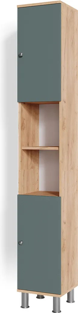 Colonna Bagno Fynn Vicco 30x190cm Quercia e Verde - Arredo Salvaspazio