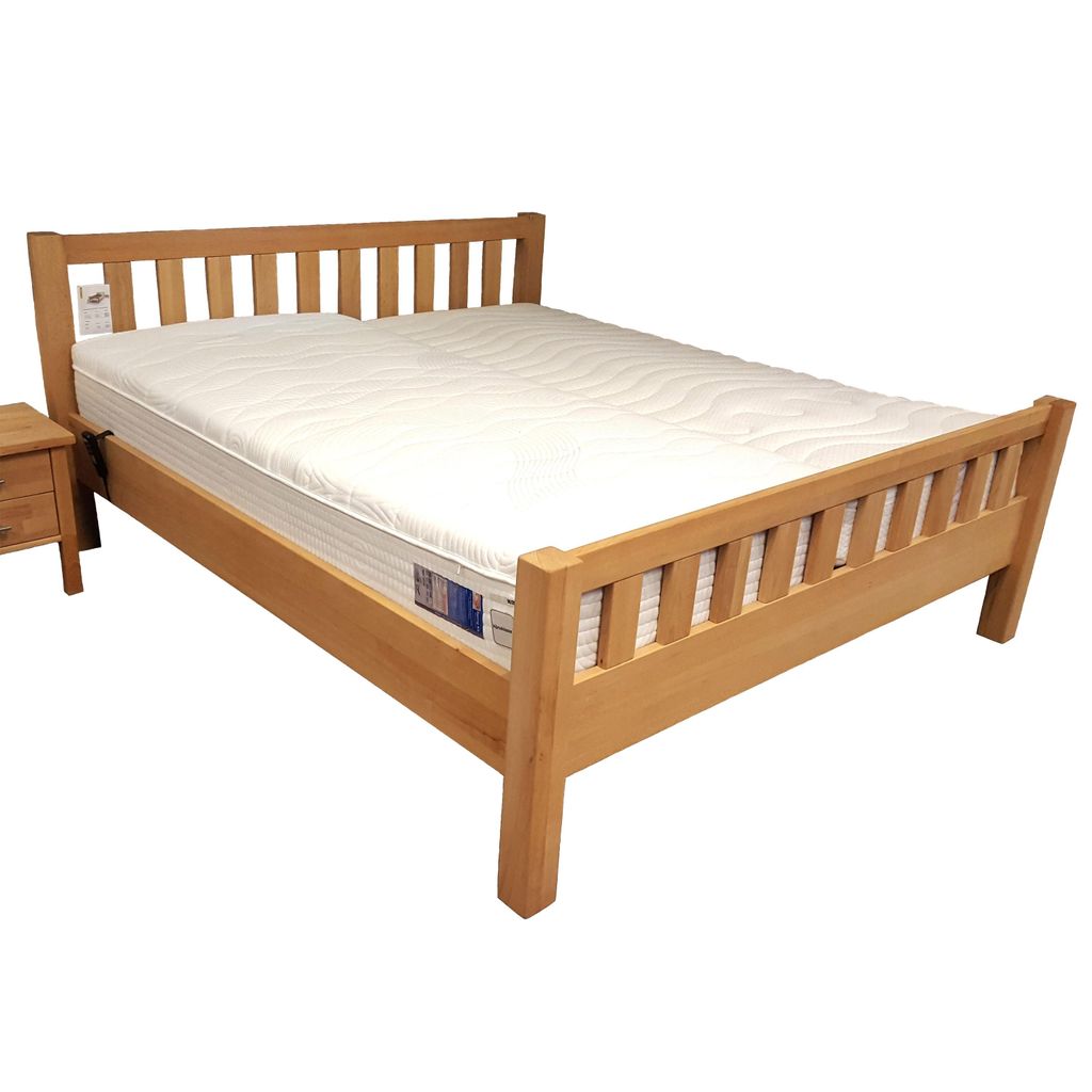 Komfort Massivholzbett mit Kopf- und Fußteil Kernbuche massiv 180x200