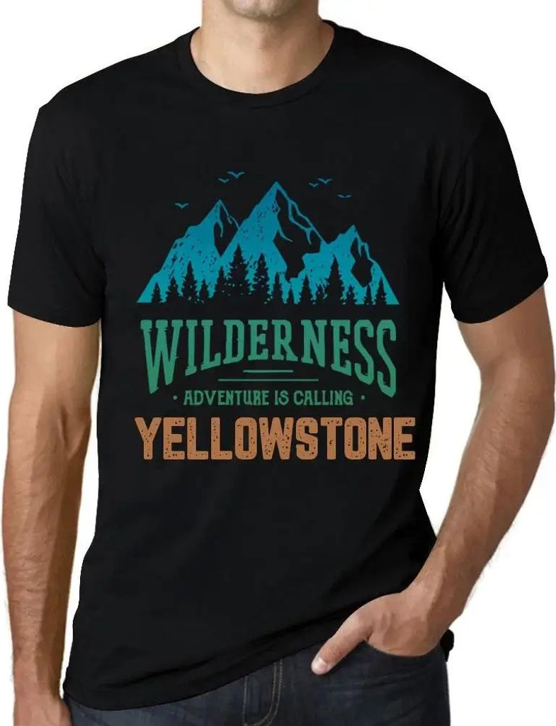 Herren Grafik T-Shirt Die Wildnis das Abenteuer ruft den Yellowstone – Wilderness, Adventure Is Calling Yellowstone – Öko-Verantwortlich Vintage