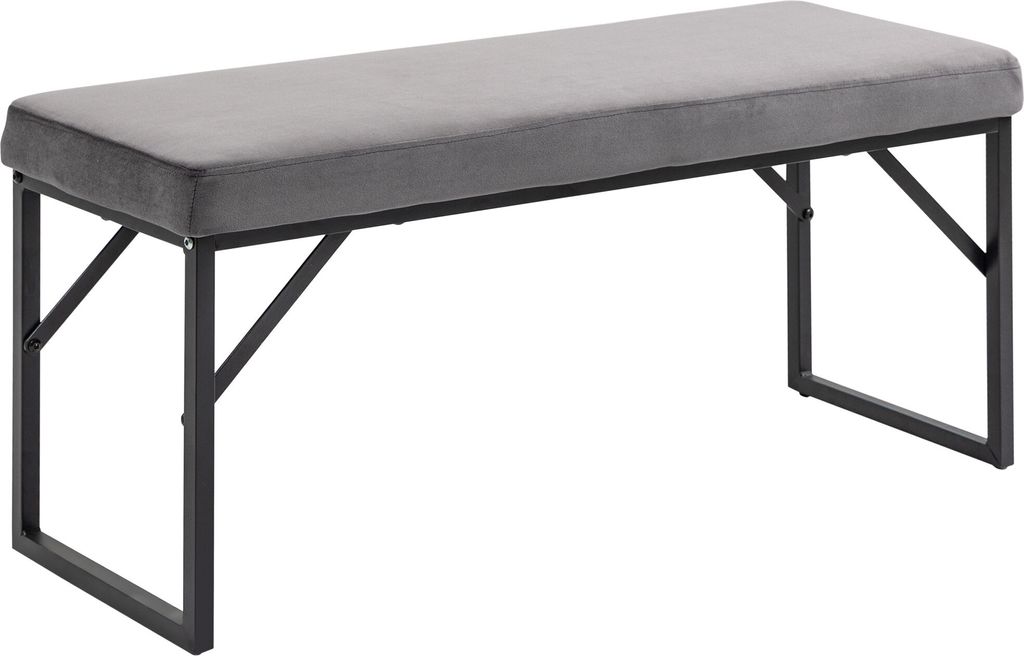 Banc Rembourré HOMCOM - Aspect Velours Gris, 100x35x47 Cm - Banc De Lit, D'entrée, De Salon - Charge Max 200 Kg