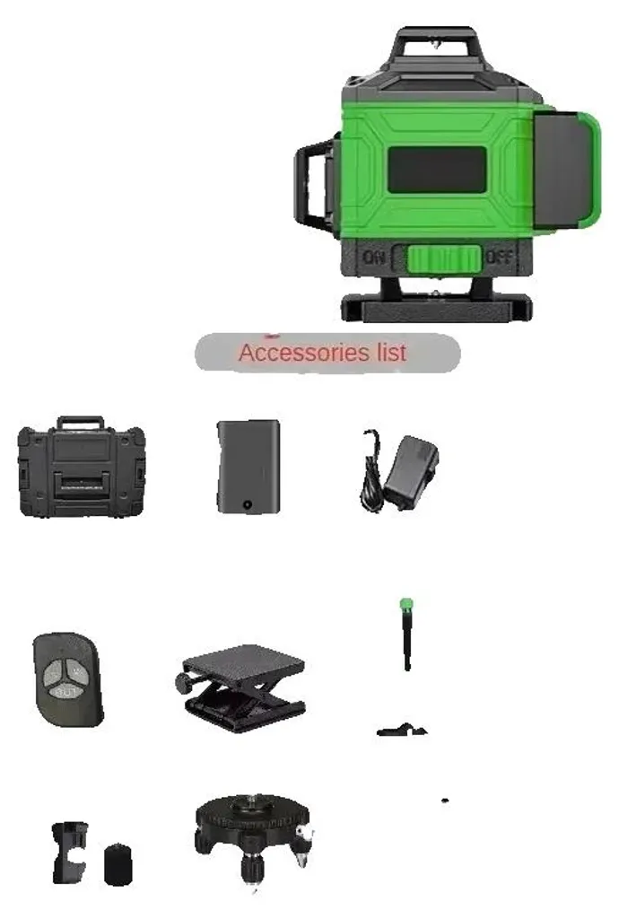 Niveau laser rotatif 360 à faisceau vert 16 lignes, kit complet de mesure