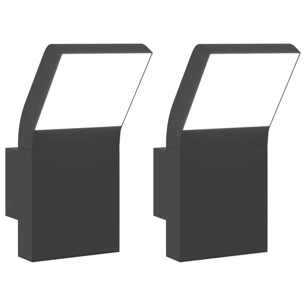 Set 2 Lampade Parete Esterno LED Alluminio Nero Design Cubo IP65