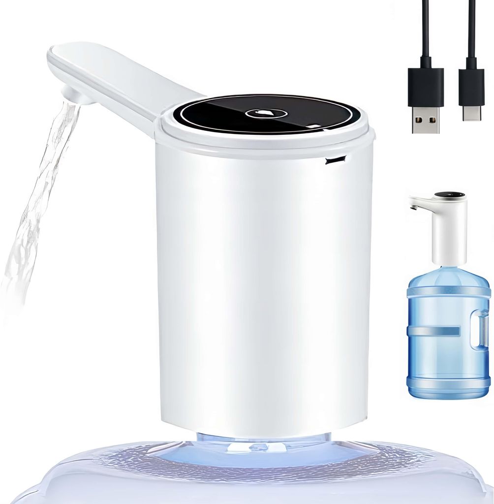 Wasserspender, Tragbare Trinkwasserpumpe für 2-5 Gallone, Elektrische Wasserpumpe Dispenser, USB wiederaufladbar, Wasserspender Pumpe