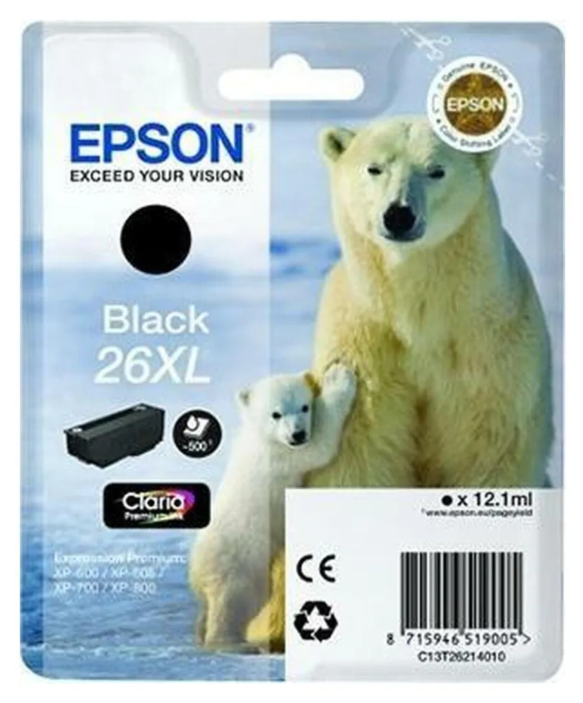 Cartuccia Epson 26XL Nero C13T26214012 Originale - Resa 500 Pagine