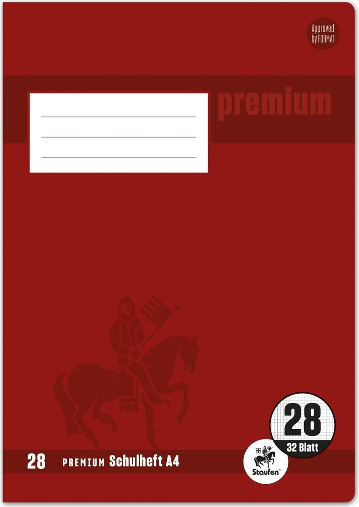 Schulheft Premium A4 32 kariert beidseitig Rand Packung mit 20 Stück