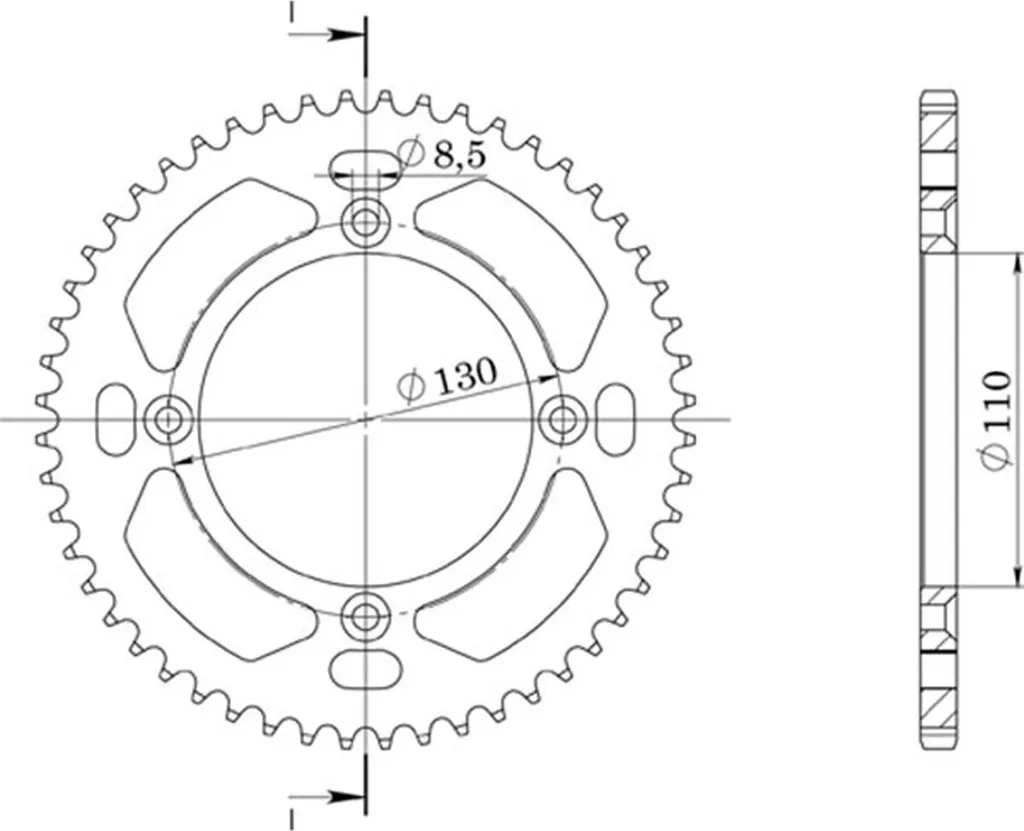 Couronne Alu 54 Dents Pas 428 (11111) : Réduisez le Poids de la Moto