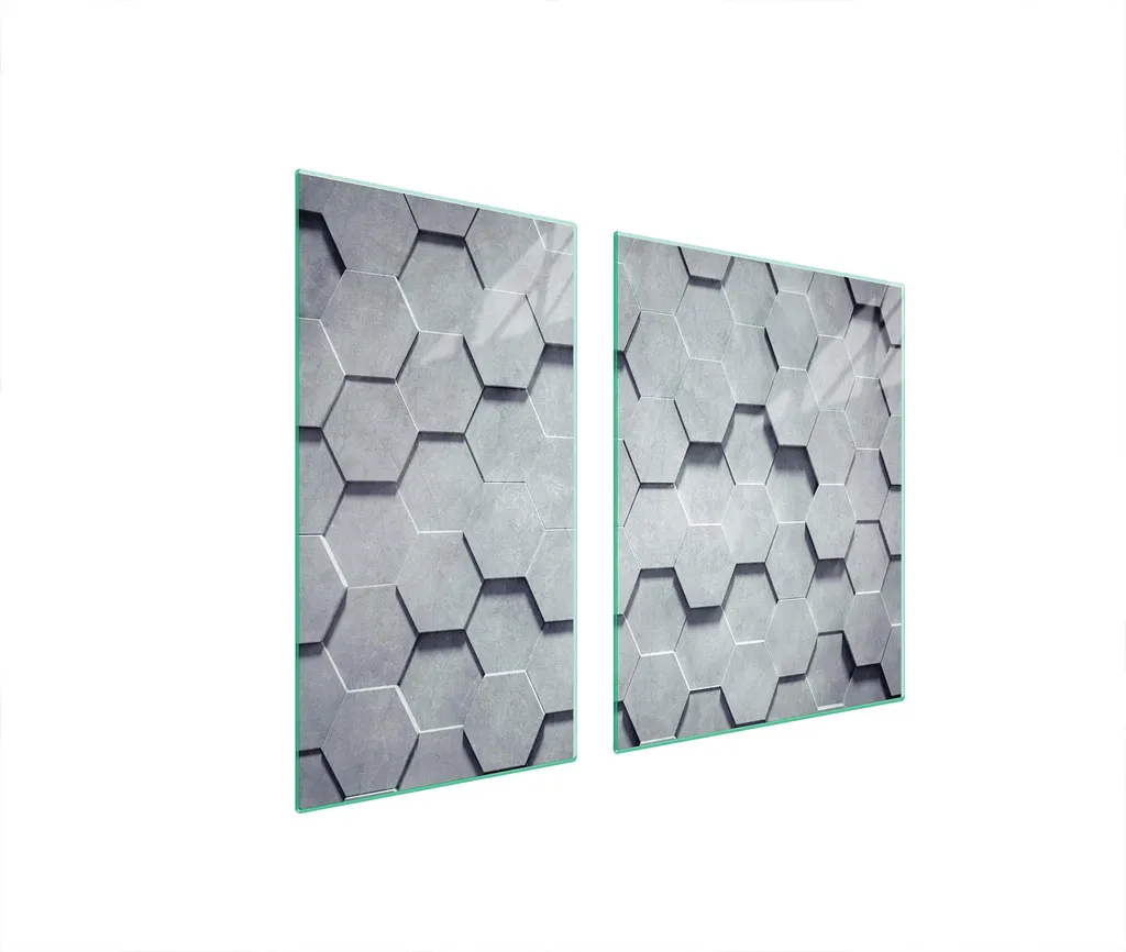 Piastre copri fornello 2 pezzi 90x52 ceramica copri piano cottura vetro tagliere modello grigio