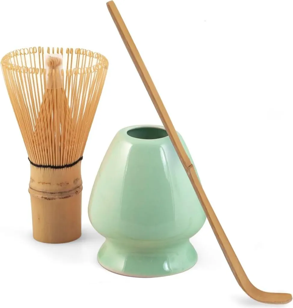 Set da tè Matcha in 3 pezzi in porcellana verde