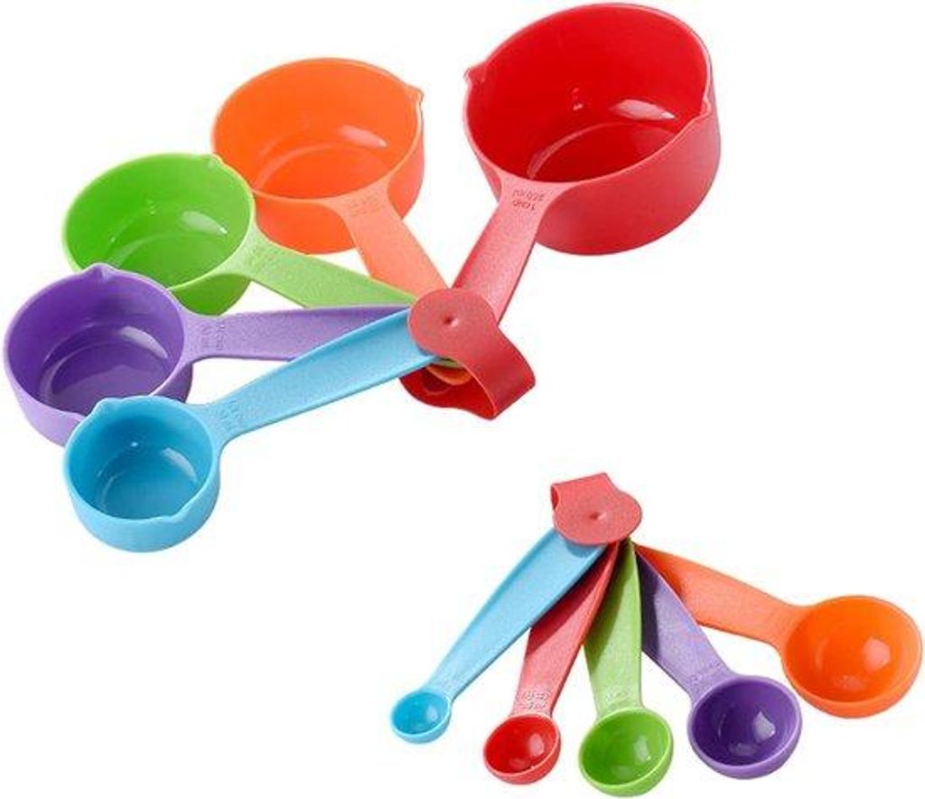 Famanu Maßlöffel Set 10-teilig - Buntes Messwerkzeug für Kochen und Backen
