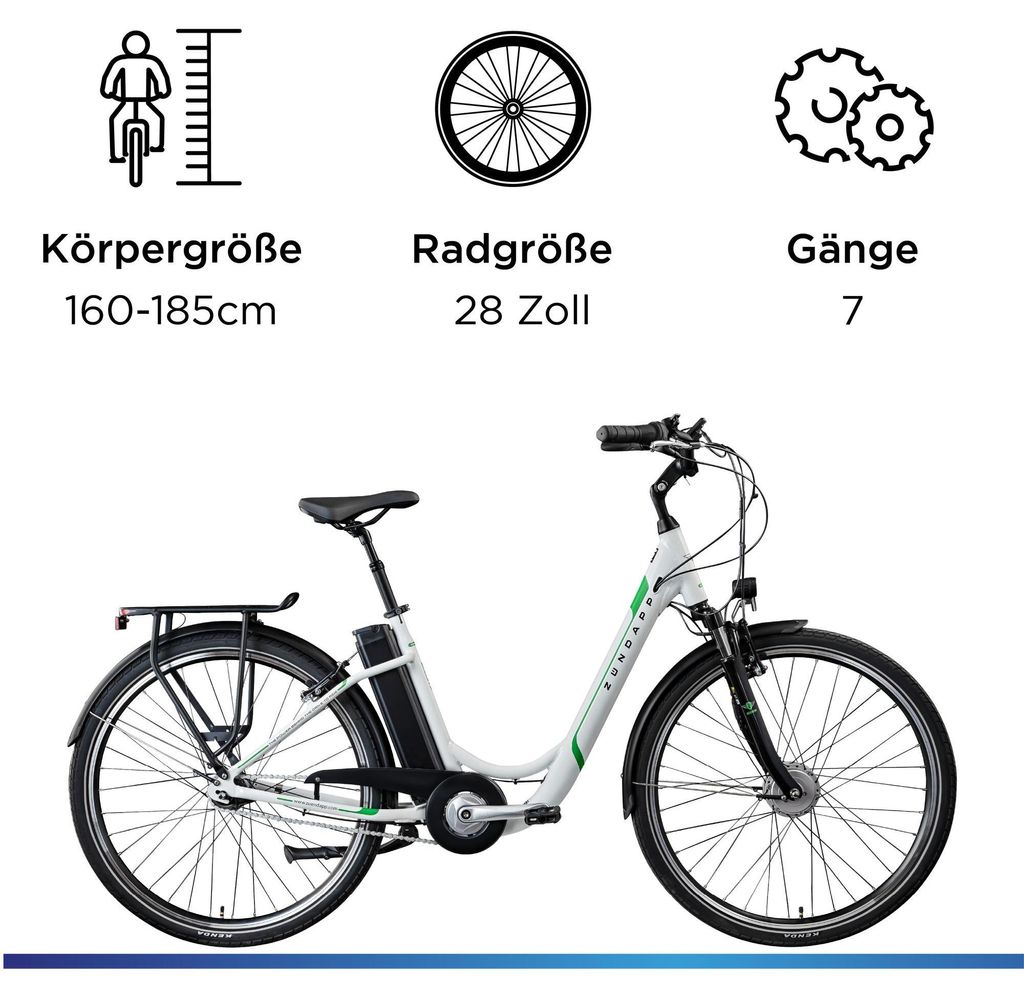 Zndapp Z517 E Bike Damenfahrrad 28 wei/grn