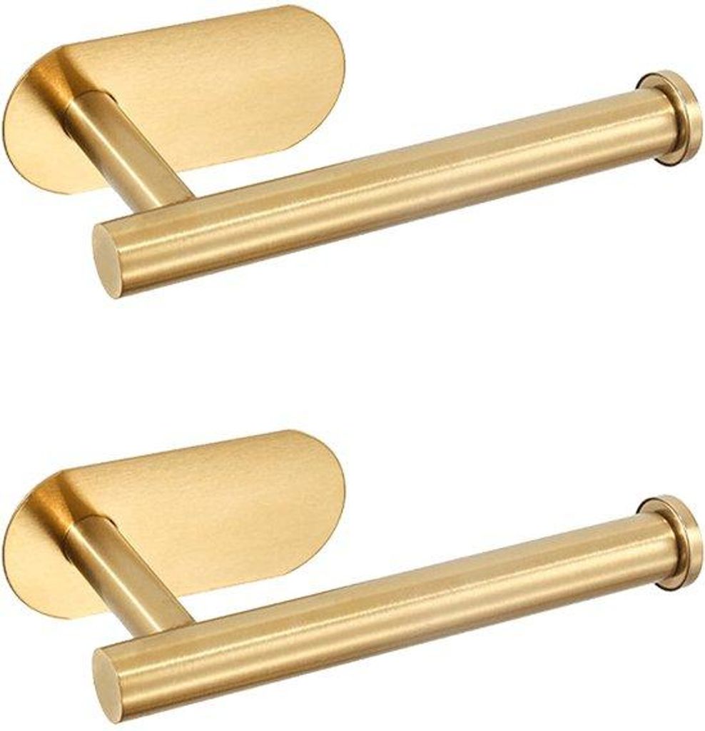 2er Set RVS Toiletrolhalter ohne Bohren, Selbstklebend, Toilettenpapierhalter für Küche und Bad