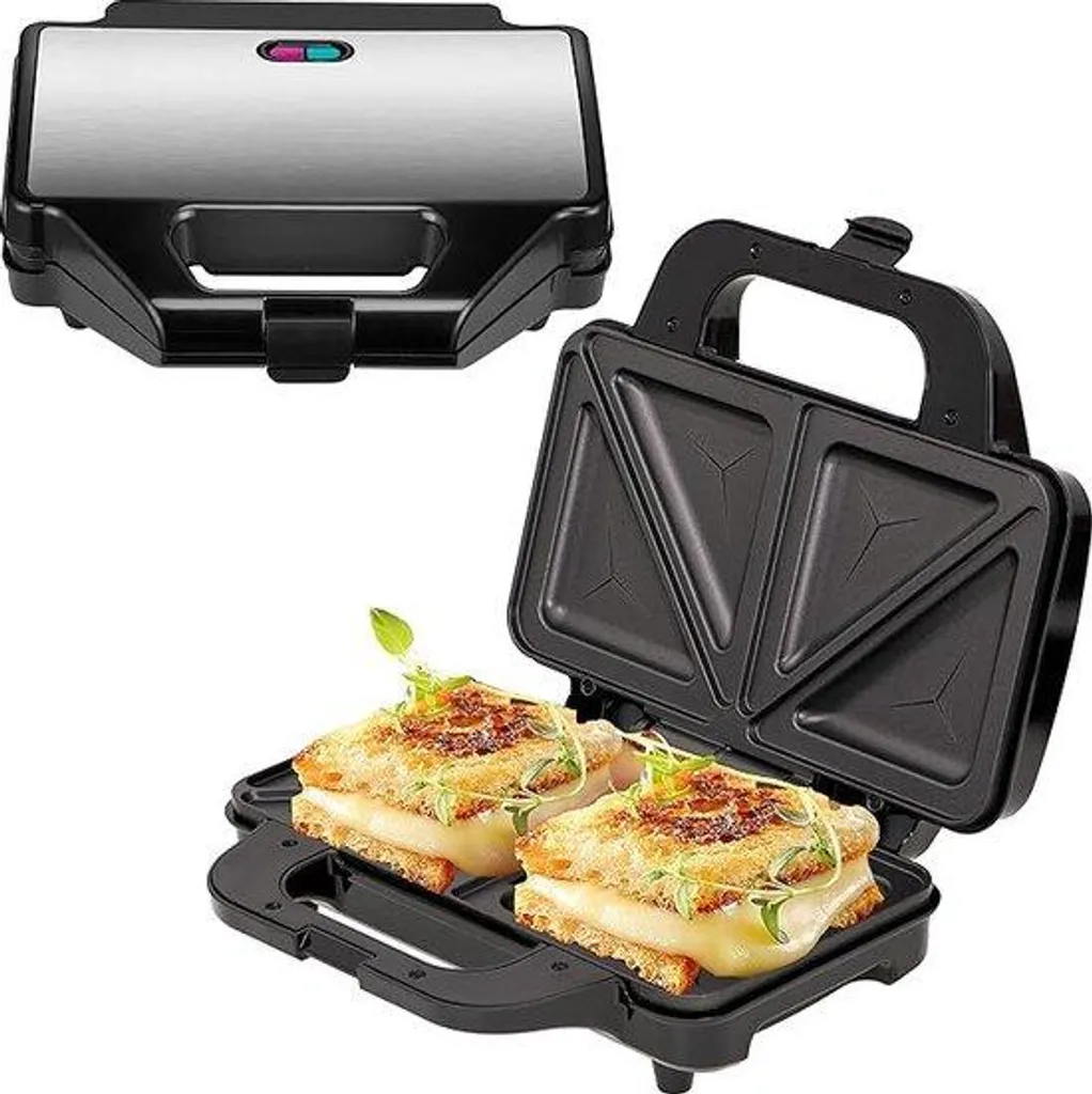 Gril Panini 800W avec Plaques Amovibles Lave-Vaisselle - Finition Inox Argent