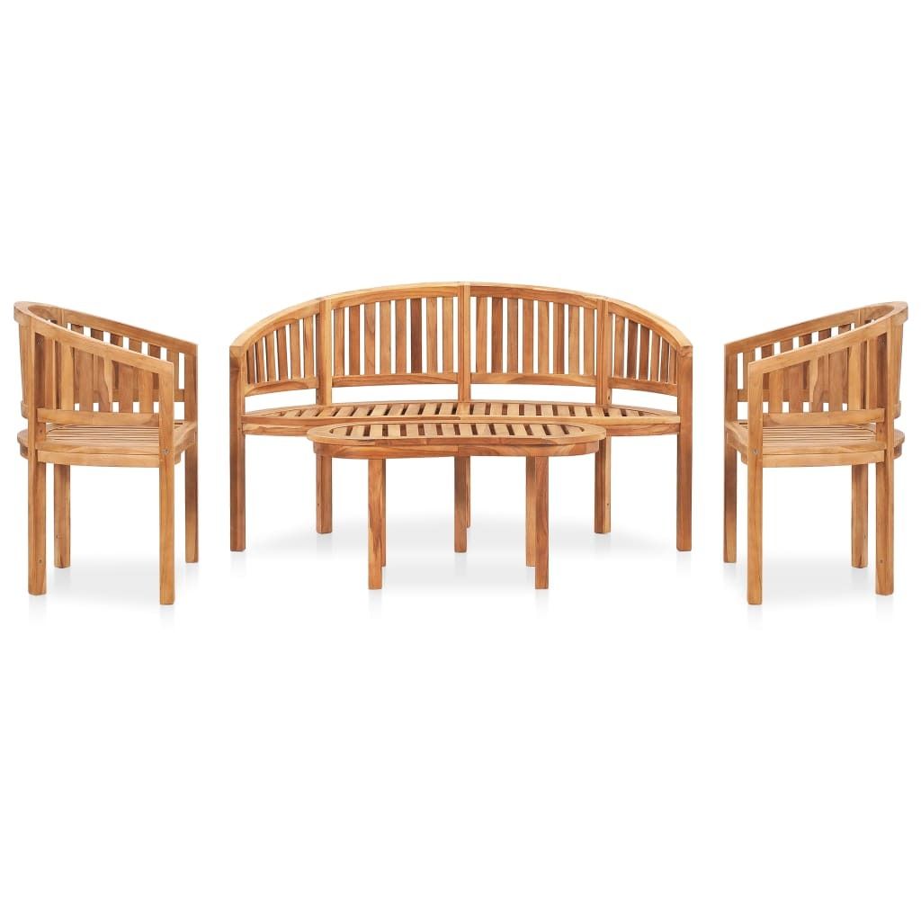 The Living Store 4-tlg. Garten-Lounge-Set Massivholz Teak