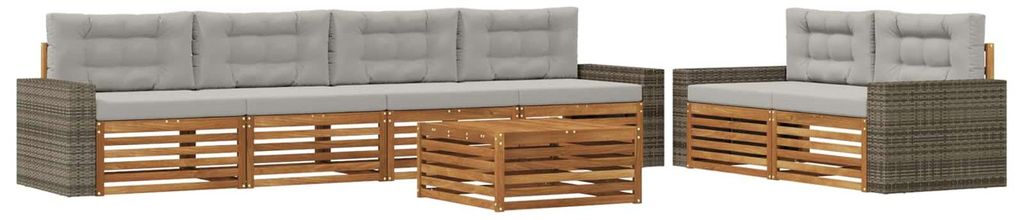 “2026 Modern“ Natürlich und Hellgrau Outdoor-Sofagarnitur 7 pcs Natürlich und Hellgrau Polyester - Designermöbel 21331 - Gartensofas