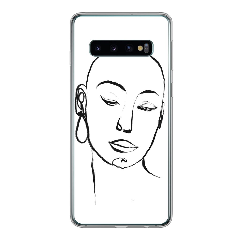 MuchoWow Handyhülle Schutzhülle Hülle für Samsung Galaxy S10 Frau - Gesicht - Porträt Silikon Softcase Handy Hülle - Handytasche