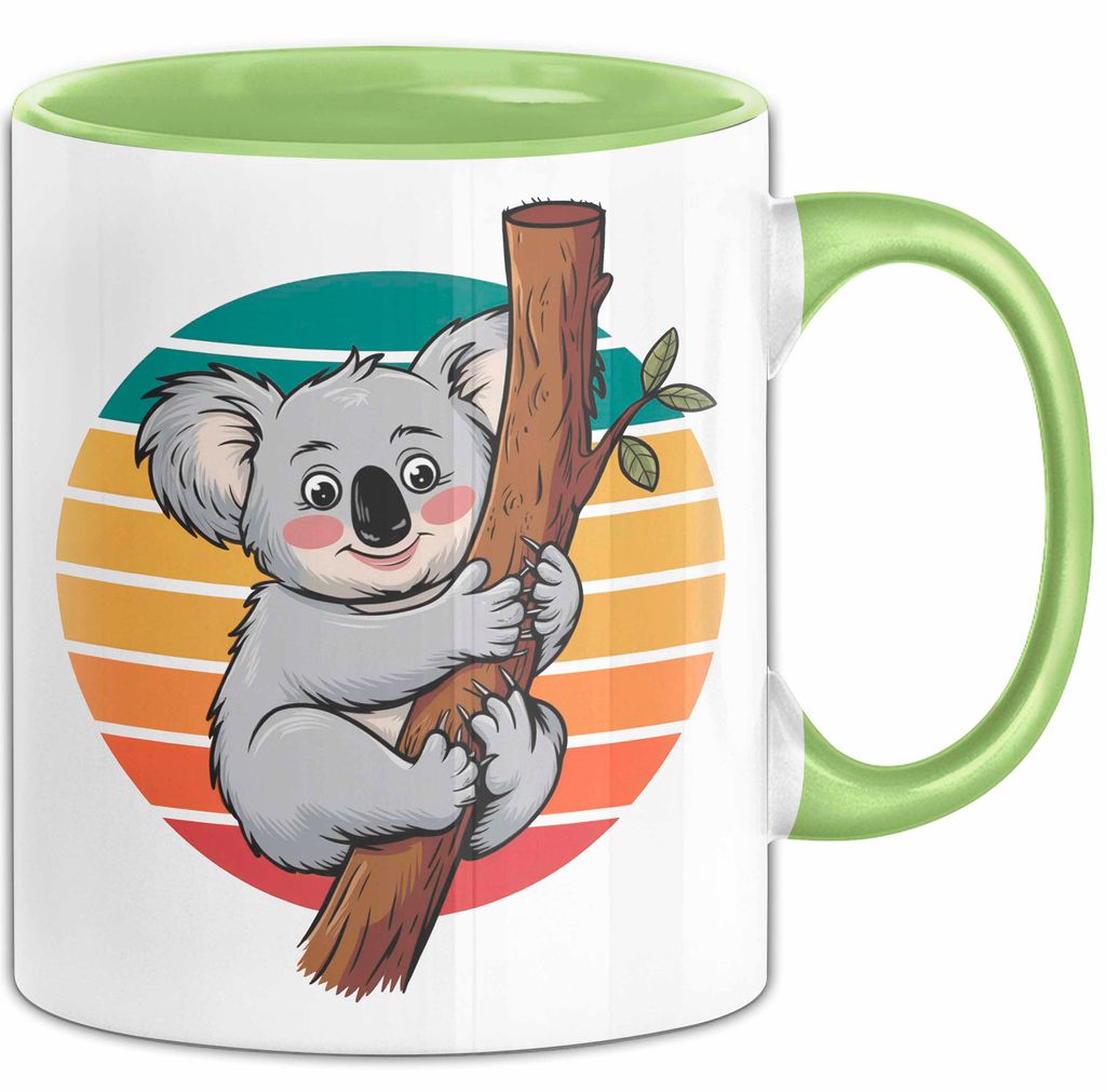 Retro Koala Tierliebhaber Tasse Geschenk Lustige Geschenkidee Spruch (Grün)