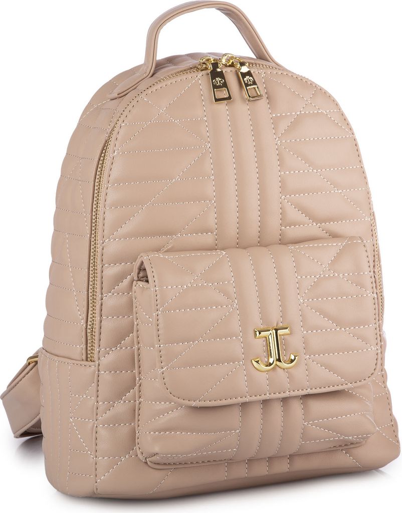 Elegant Damen Rucksack Jennifer Jones, Beige Ecru, Kunstleder, mit Reißverschluss Daypack Tasche 23x30x13 cm