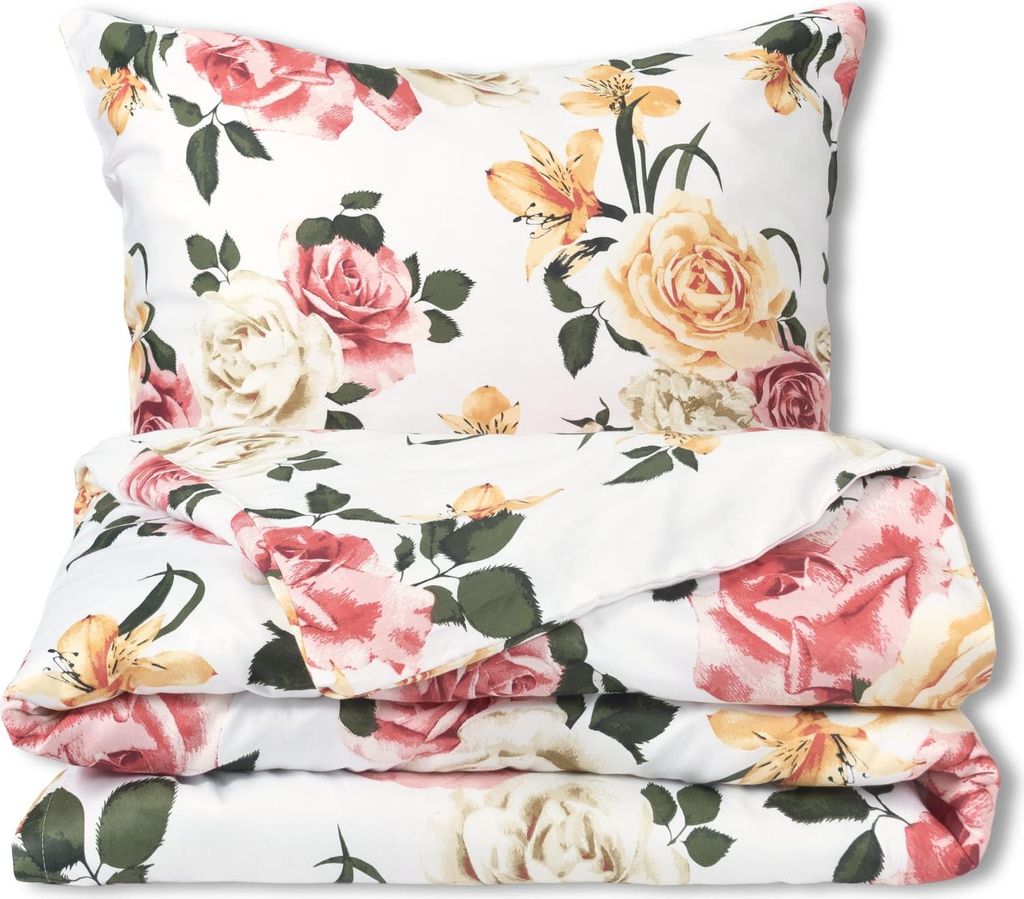 Satin Bettwäsche 160x200 EXKLUSIV Bunte Blumen Frühling