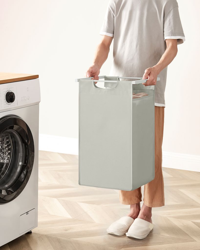 Koš na prádlo bílo-šedý 3 přihrádky x38L Obrázek produktu 9