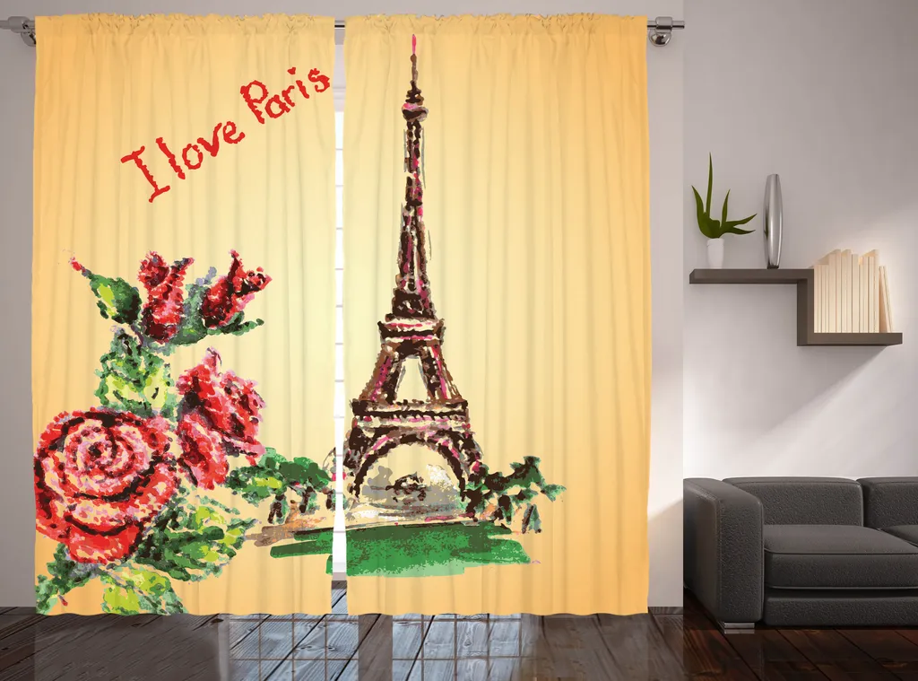 Rideau Décoratif Paris pour Chambre Ambiance Rustique 280x225 cm Vintage