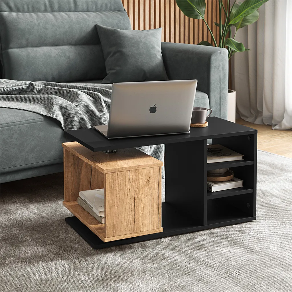 Table basse noire 88x35cm Vicco Rafi robuste avec finition premium - 4