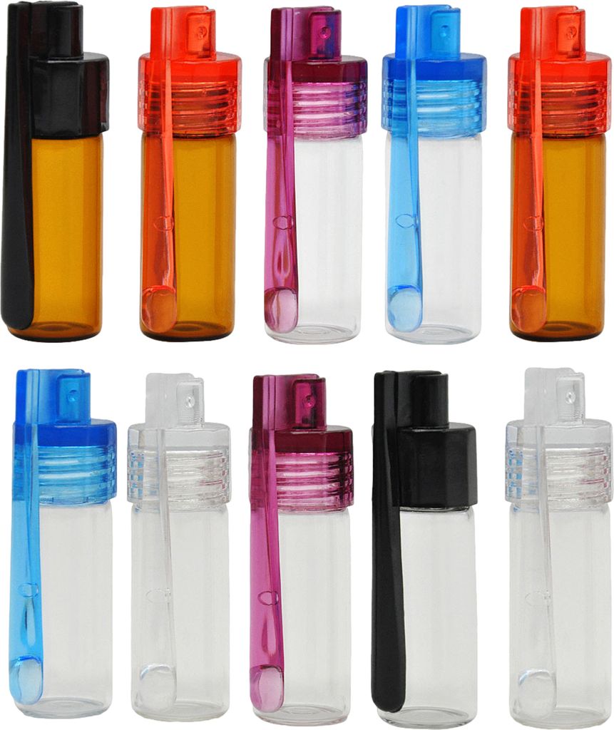 10 Stück Glasflaschen mit Löffel, tragbare Gewürzflaschen, kleine Gewürzbehälter für Reisen, Outdoor-Camping
