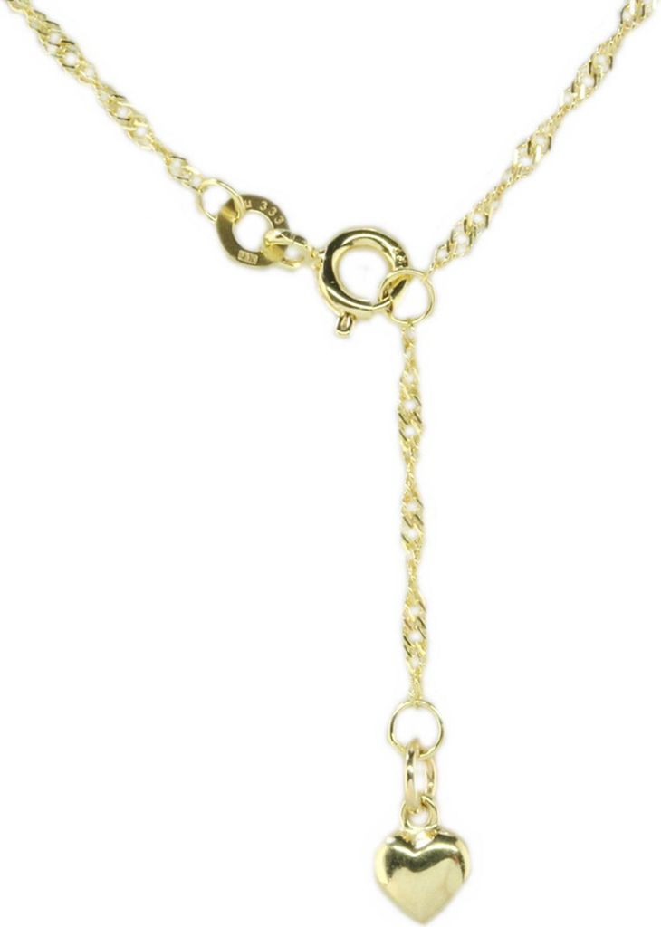 Fußkettchen echt Gold 333 (8 kt) Singapur 26 cm verstellbar mit Herzanhänger