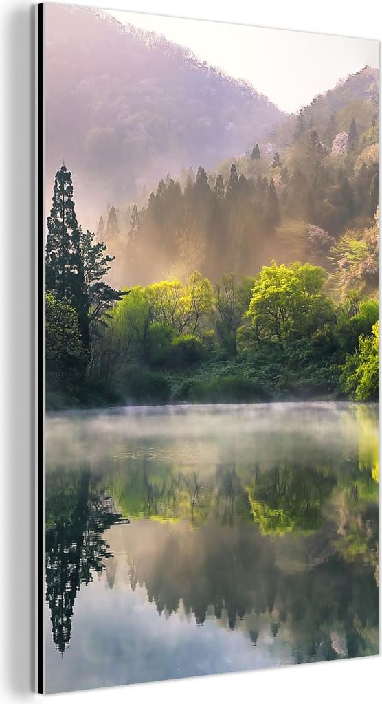 MuchoWow Wanddekoration Metall Metallbild Wandkunst 60x90 cm Natur - Bäume - Berge - See - Wasser MuchoWow Aluminium Gemälde - Wandbilder - Alumi...