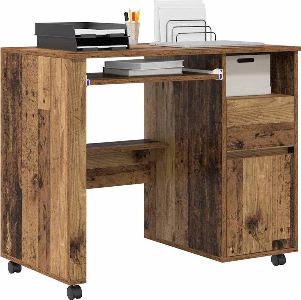 "im Sonderangebot"Büro-Möbel - CLORIS - Bürotisch - Tisch mit Rädern Mit Rad Altholz 91 x 50 x 77 cm Holzwerkstoff - NeuMöbel8920733