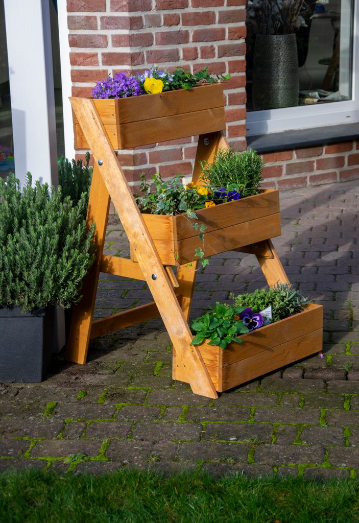 Dobar Dreistufige Pflanztreppe braun ca. 60x70x90 cm Produktbild 6