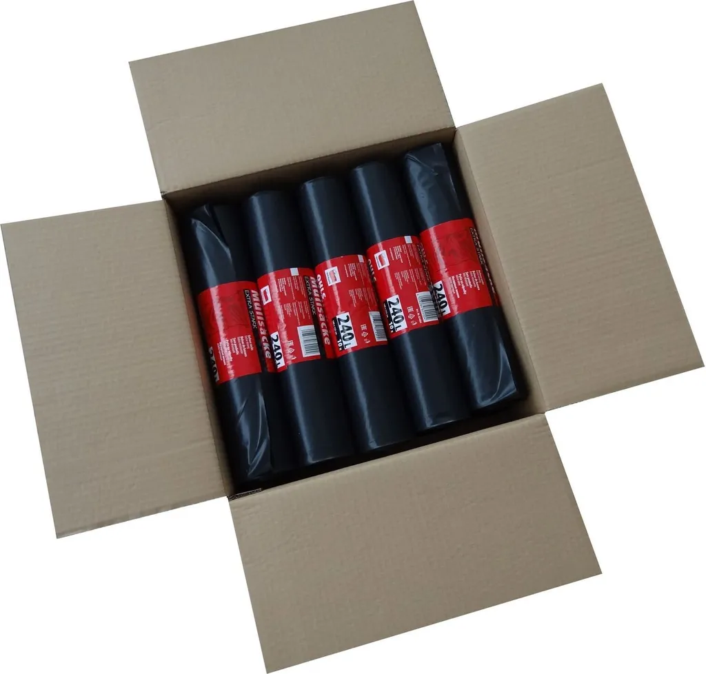 Sac poubelle extra fort 240l noir 100x125cm en lot de 10 rouleaux de 10
