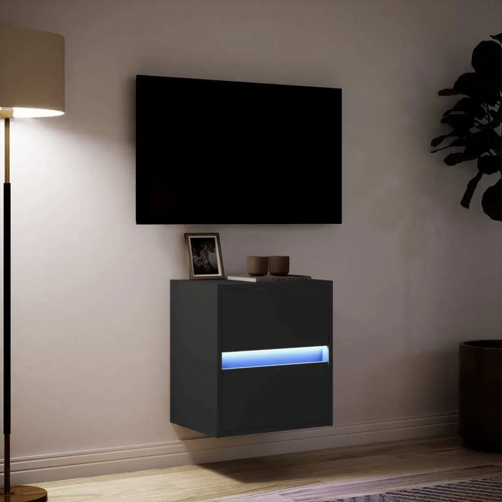 Mobiletto TV Sospeso Nero con LED - Ordine e Stile in Soggiorno - 5