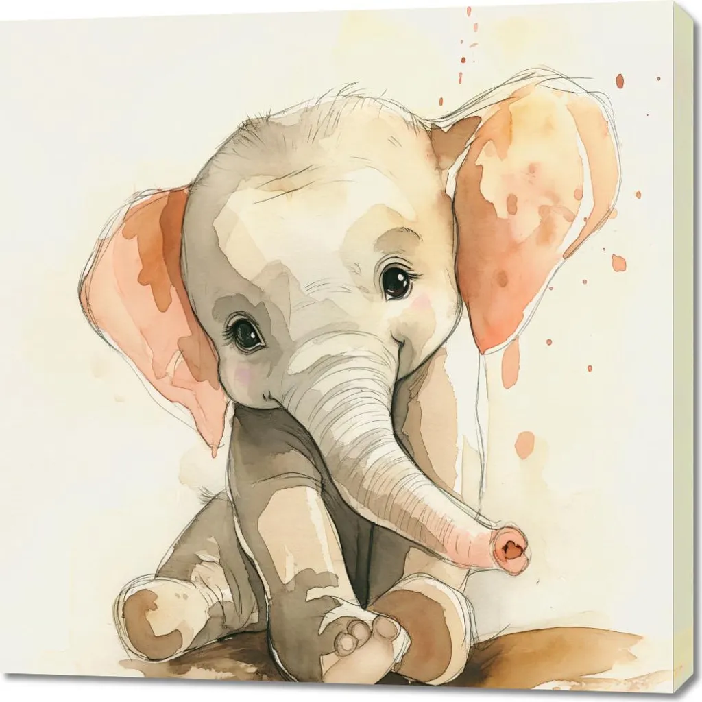 Image Éléphant gris 90x90 cm - Toile haute définition sur cadre robuste