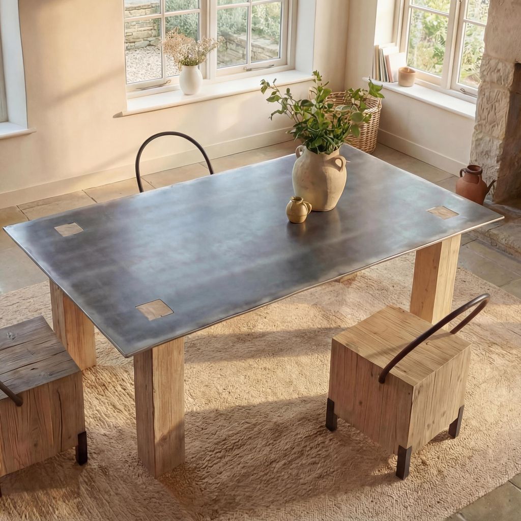 Esstisch MCW-L76, Tisch Esszimmertisch, Industrial Massiv-Holz MVG- 240x100cm, natur mit Metall-Optik