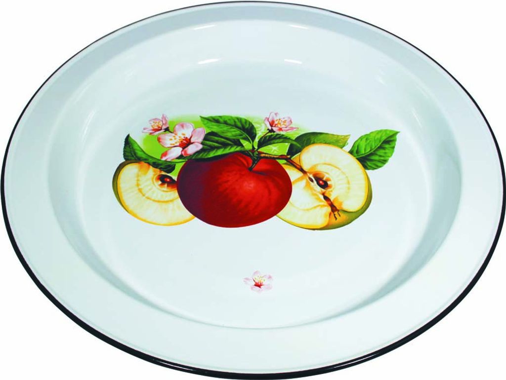 Apfel Emaille Tablett Serviertablett RUND 4,5 Liter ca 49cm emailliert