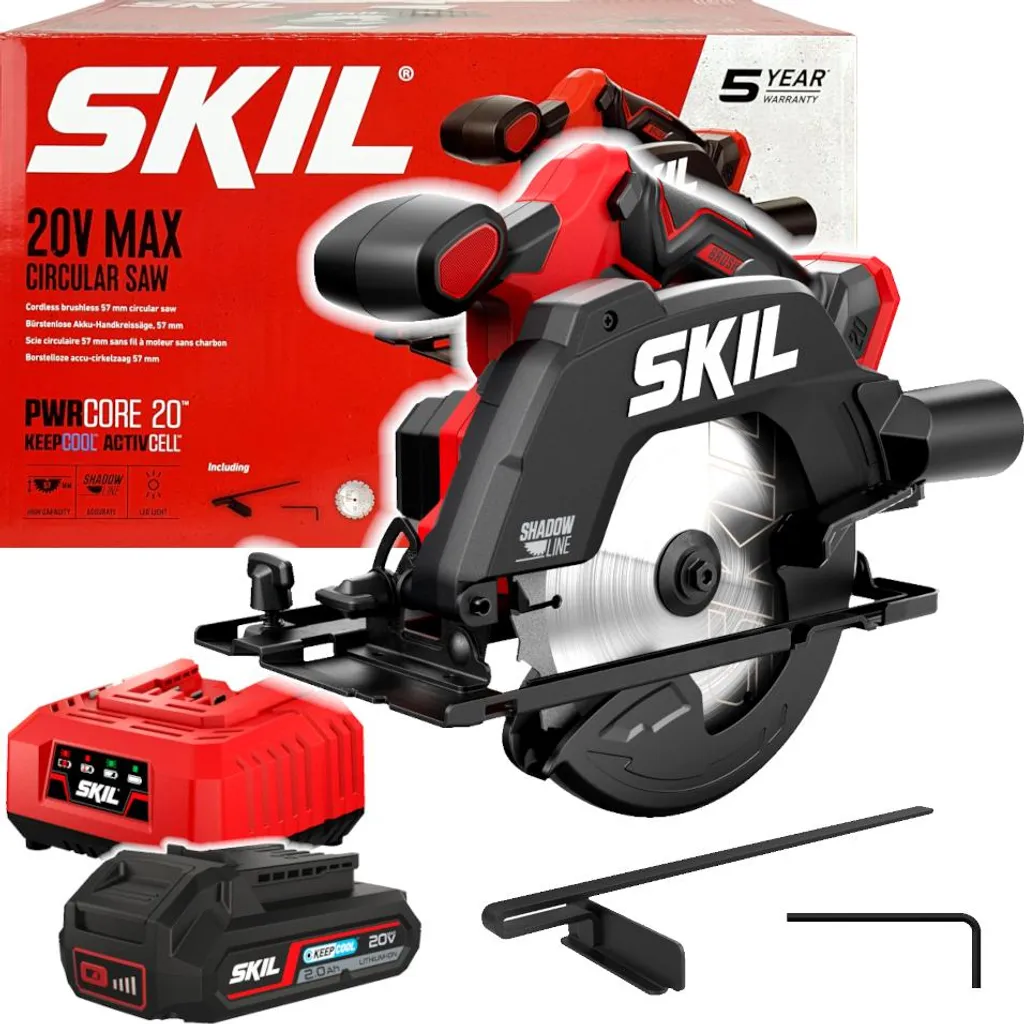 Scie circulaire 165mm Skil 3551 CB 20V équipée d'un rail de guidage
