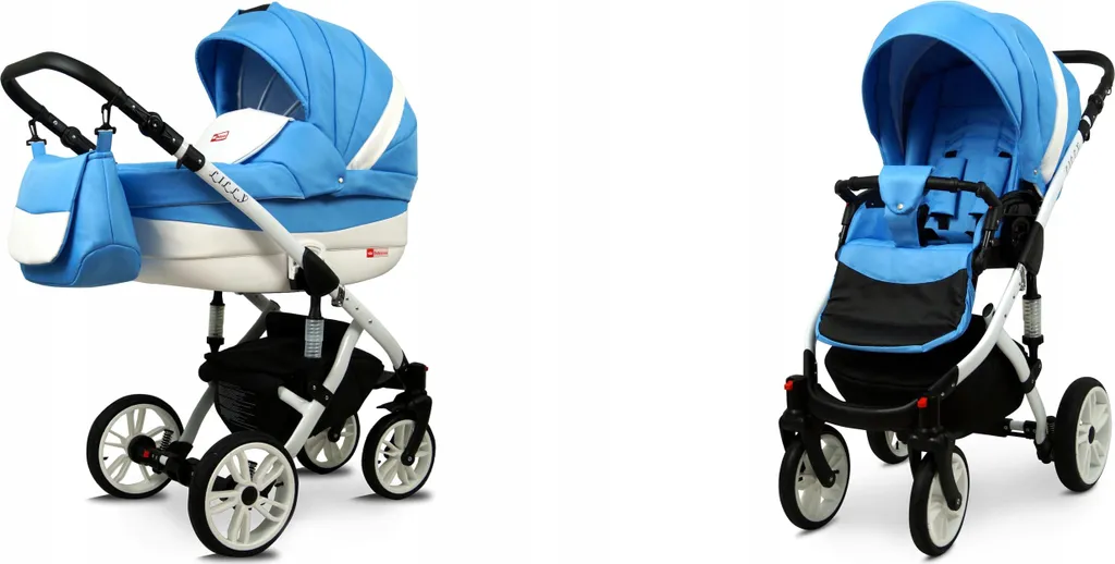 BabyLux® Lilly Poussette Duo Ocean Blue avec Roues Amorties et Panier