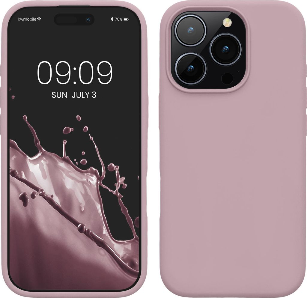 kwmobile Handyhülle für iPhone 16 Pro Hülle, für iPhone 16 Pro Case - Hülle Silikon - kabelloses Laden - Mauve
