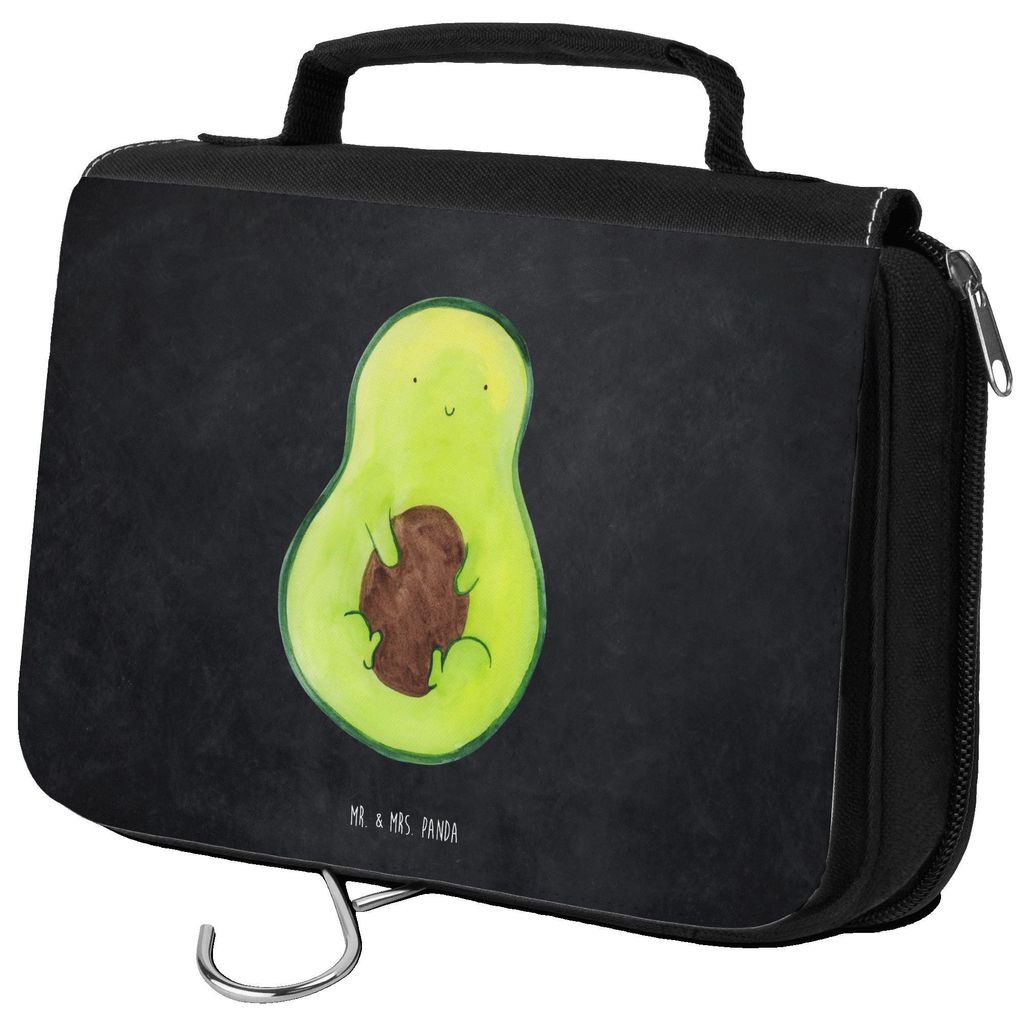 Mr. & Mrs. Panda Kulturtasche Avocado Kern - Kreidetafel - Geschenk, badtasche, Avocadokern, Necessaire, Pflanze, Kulturbeutel, kosmetiktäschchen,...