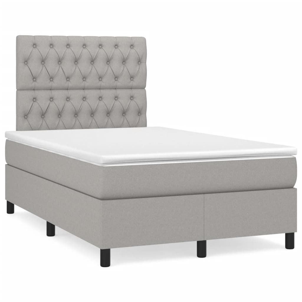 CLORIS Boxspringbett mit Matratze & LED Hellgrau 120x190 cm Stoff 3270218