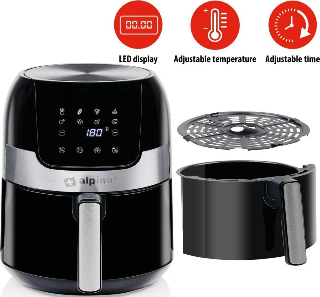 Friteuse à air Alpina 1400W - Écran tactile et thermostat réglable - 18