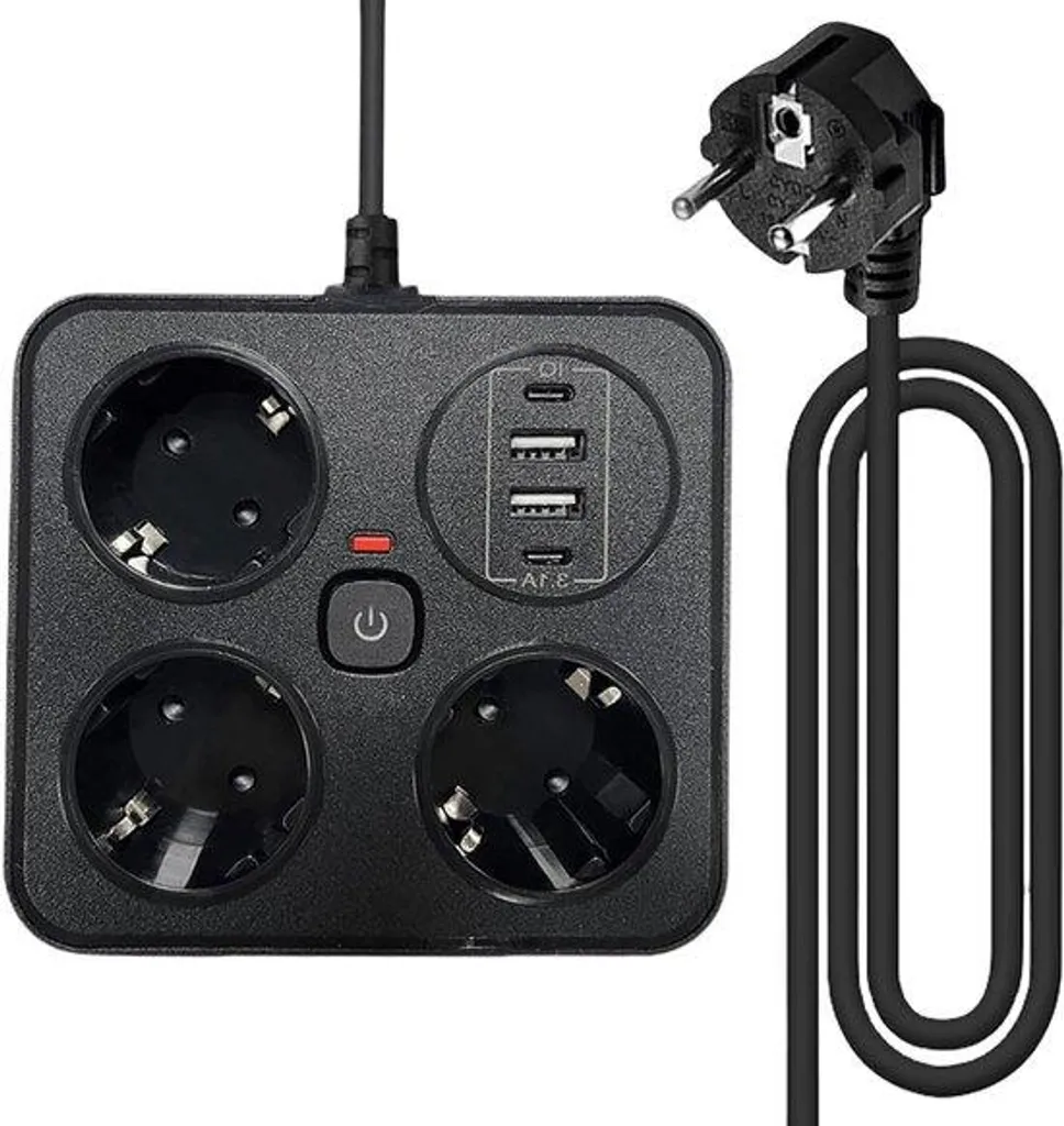 Multiprise avec Interrupteur et 2 USB Intégrés - Rallonge de 2m Robuste