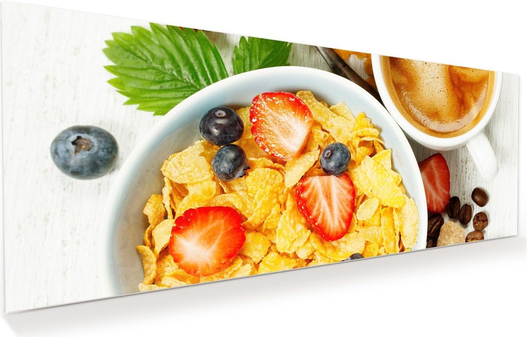 Glasbild Wandbild Milch und Kaffee 125x50cm in XXL für Wohnzimmer, Schlafzimmer, Badezimmer, Flur