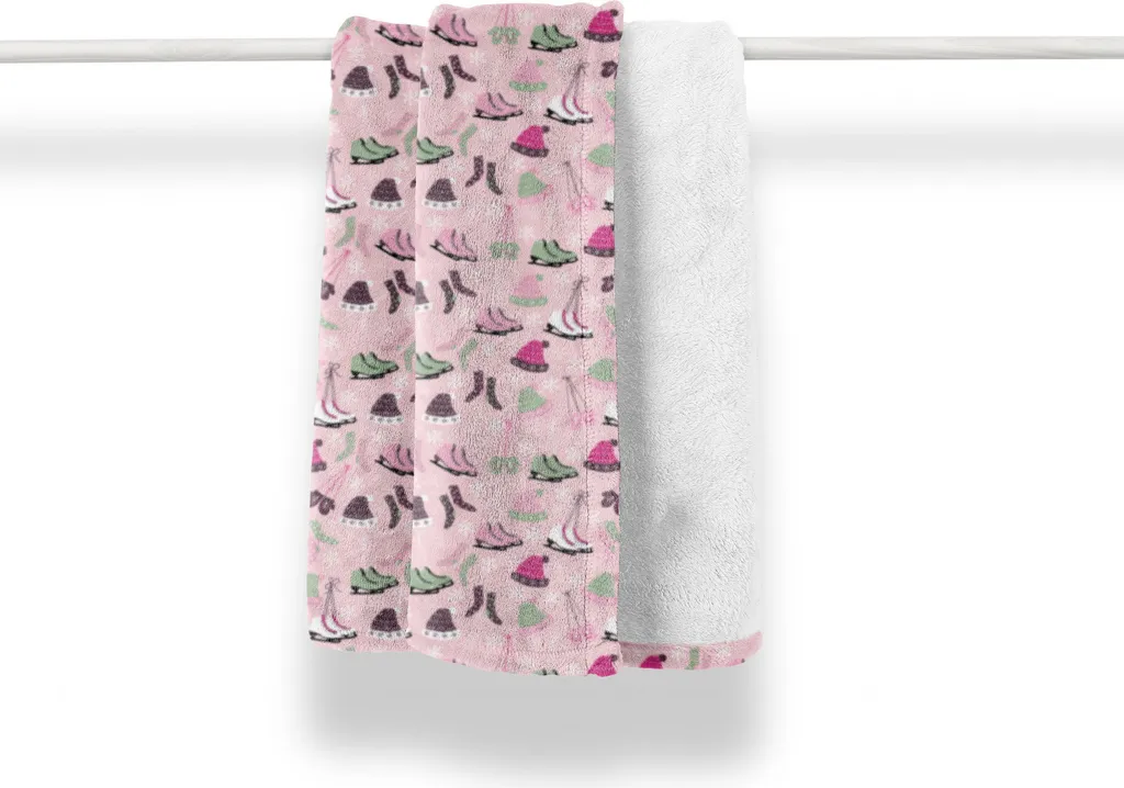 ABAKUHAUS Coperta invernale in morbido pile di flanella, calzini, pattini, berretti, muffole, morbido peluche per interni ed esterni, 125 x 175 cm, verde reseda chiaro rosa