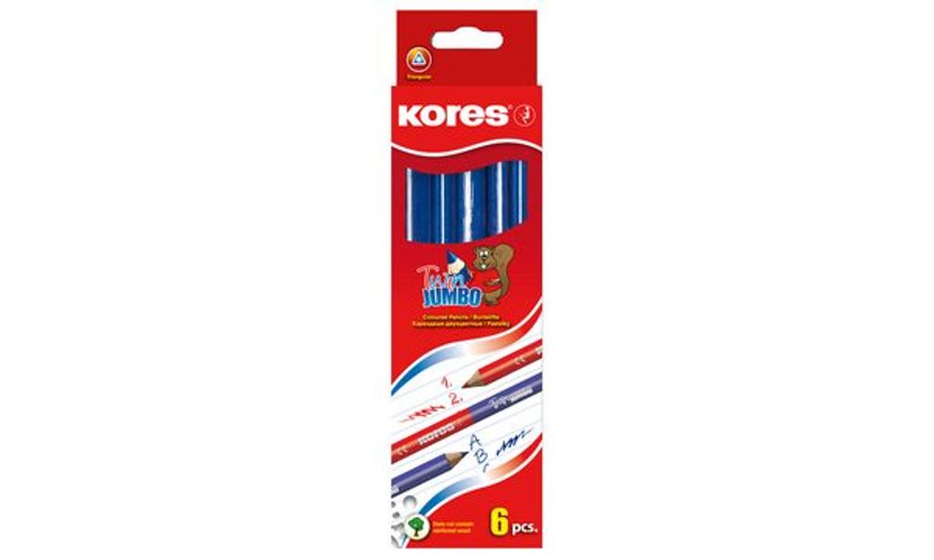 6x Kores Lehrerbuntstift TWIN JUMBO blau rot Korrekturstift Buntstift Lehrer 
